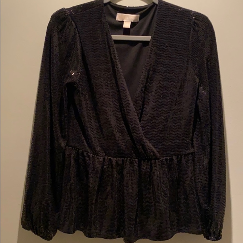Black long sleeve sequin shirt